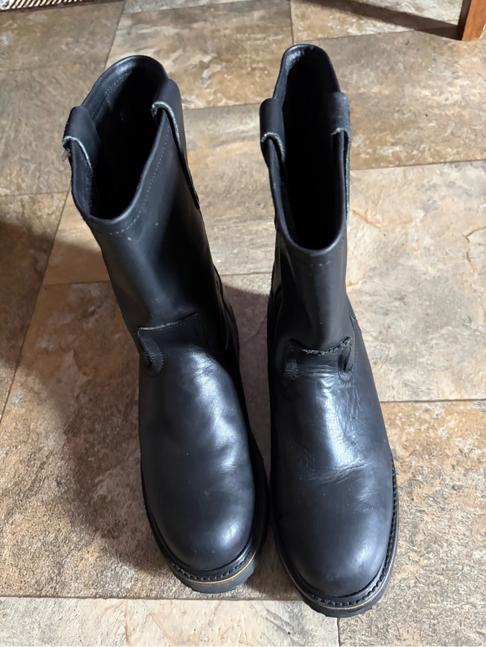 El General Mens Work Boots Black Leather Pull On Steel Toe Size 10 US MX 28